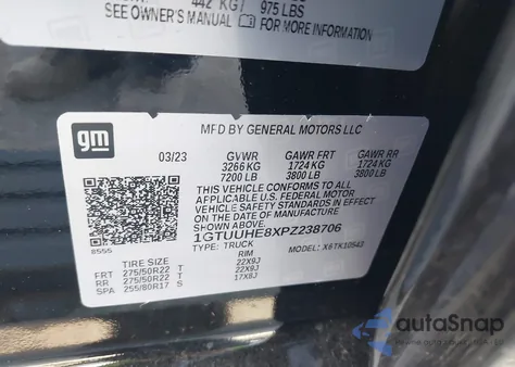 2023 GMC Sierra 1500 4Wd Short Box Denali Ultimate from USA, damaged, VIN 1GTUUHE8XPZ238706